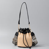 Sac seau à bandoulière en paille fait main de haute qualité pour femme